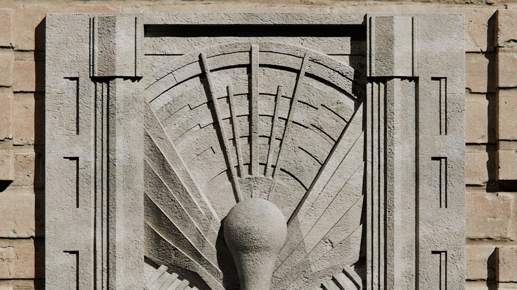 Beautiful industrial Chicago Art Deco relief in 3D